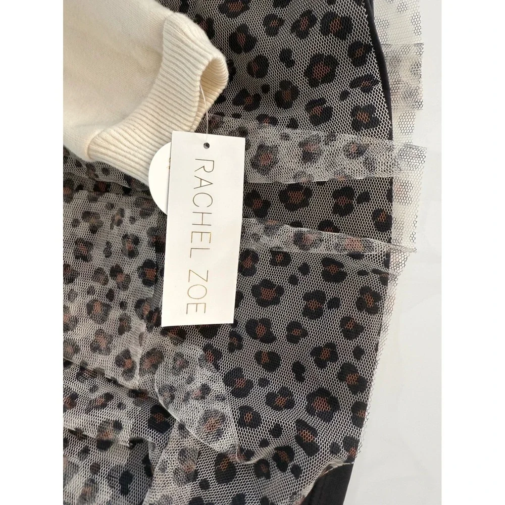 Rachel Zoe Kids Leopard Tutu Skirt‎ Cream Sweatshirt Set Coquette NWT 6X